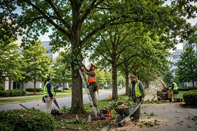 Commercial Tree Service — equipment and crew at work