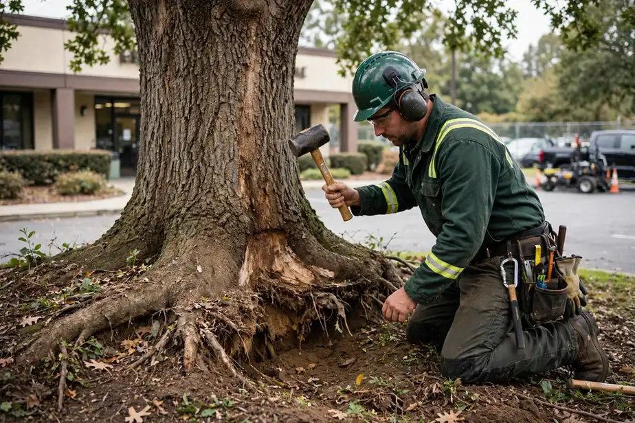 Arborist assessing tree health in Phoenix, AZ