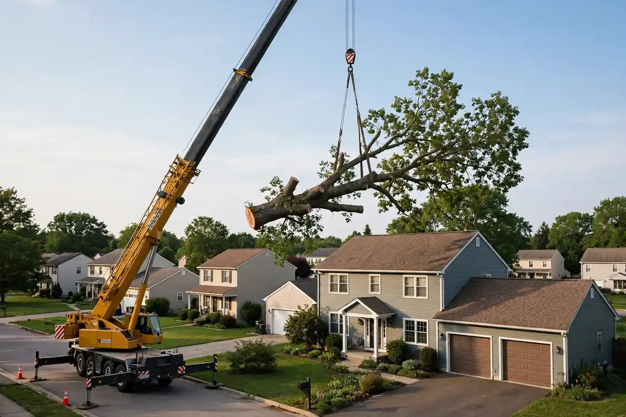 Tree Removal — equipment and crew at work