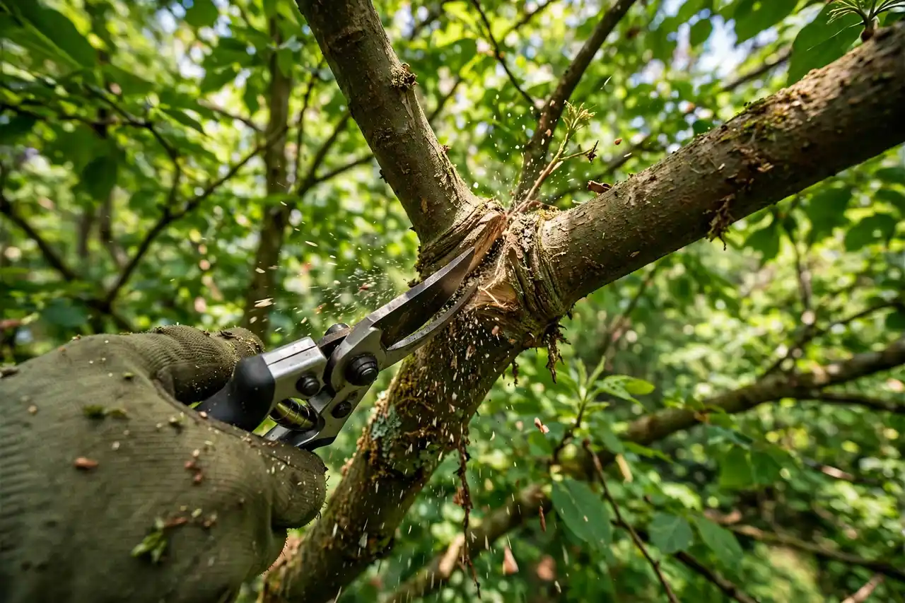 Tree Trimming & Pruning in progress by a professional crew